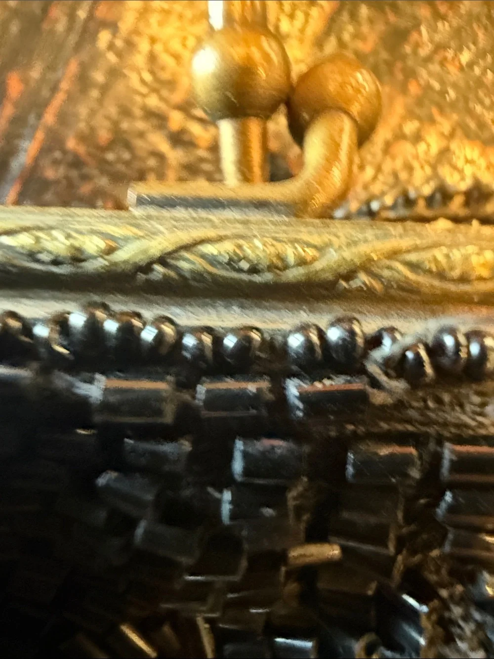 Vintage Beaded Black Evening Handbag with Silver Accents
